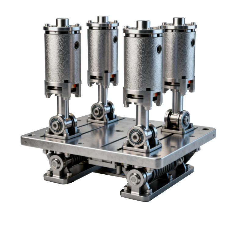 Czterocylindrowy mechanizm wibracyjny typu prętowego